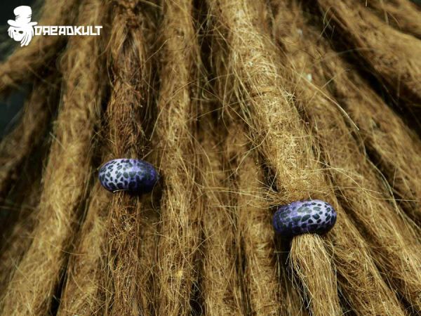 dreadperlen lilac leopard, fimo dreadperlen, dreadshop, shop fuer dreadlocks, dreadlockschmuck aus fimo, dreadschmuck und mehr, dreadstyle, dread beads polymer clay, dk, fimo dreadperlen, dreadschmuck aus fimo, polymer clay dread beads, dreadlocks jewelr